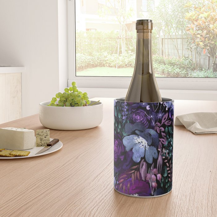 Deep Floral Chaos blue & violet Wine Chiller Gallery Image 4