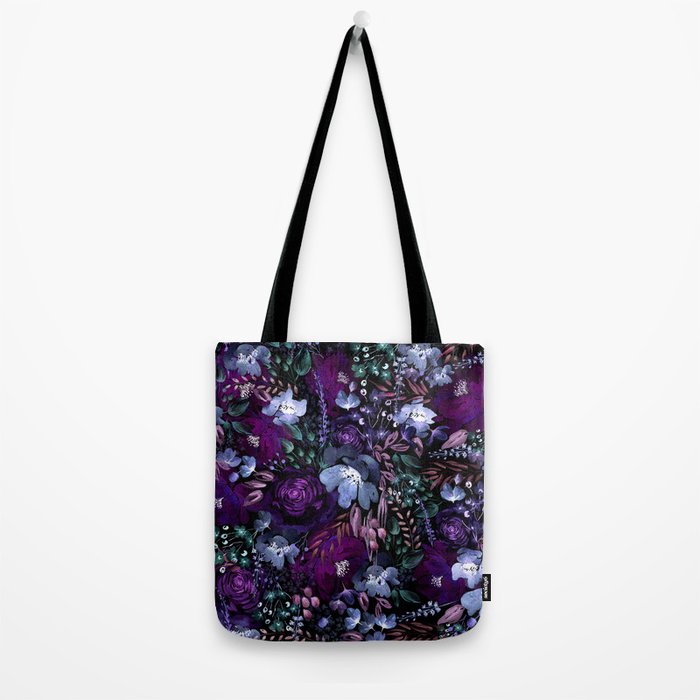 Deep Floral Chaos blue & violet Tote Bag Gallery Image 2