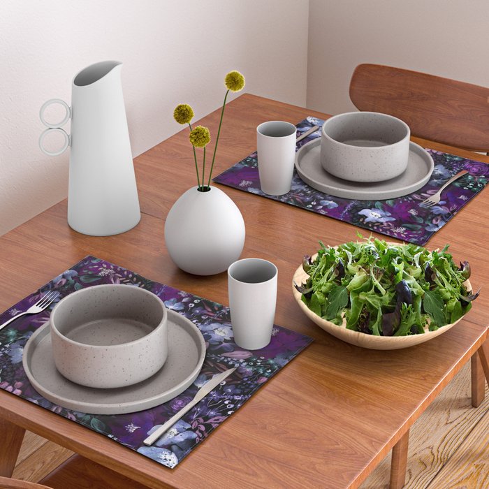 Deep Floral Chaos blue & violet Placemat Gallery Image 2