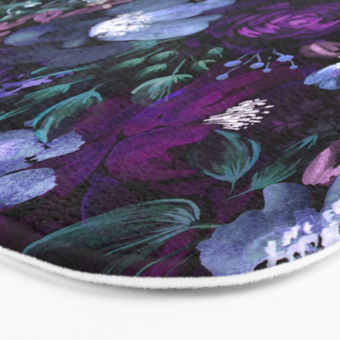Deep Floral Chaos blue & violet Bath Mat Gallery Image 3