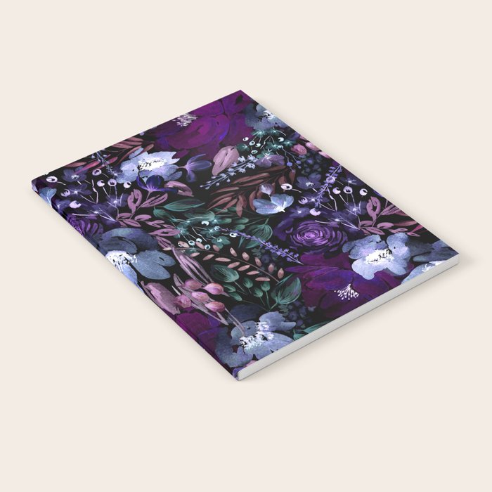 Deep Floral Chaos blue & violet Notebook Gallery Image 2