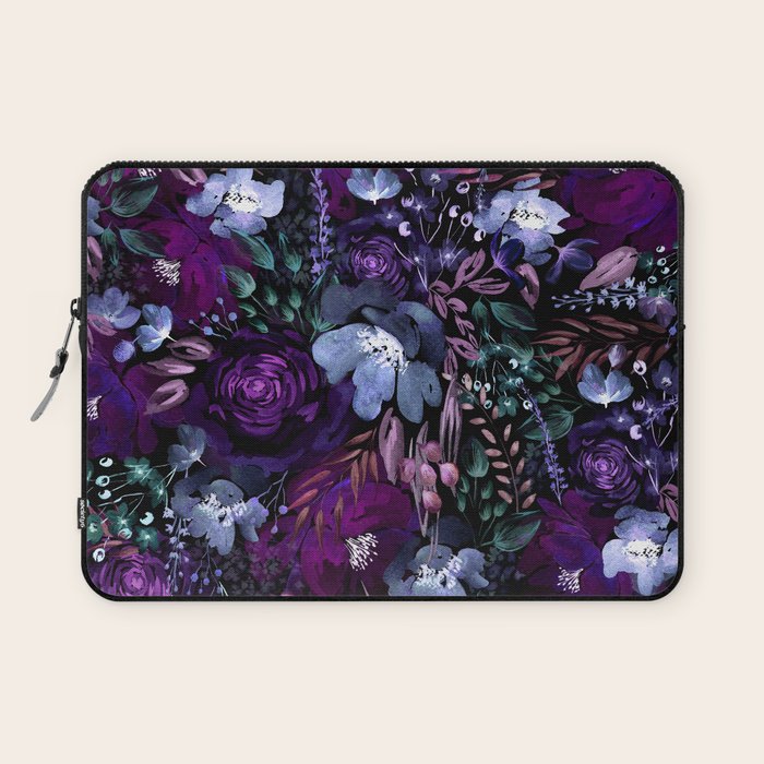Deep Floral Chaos blue & violet Laptop Sleeve Gallery Image 1