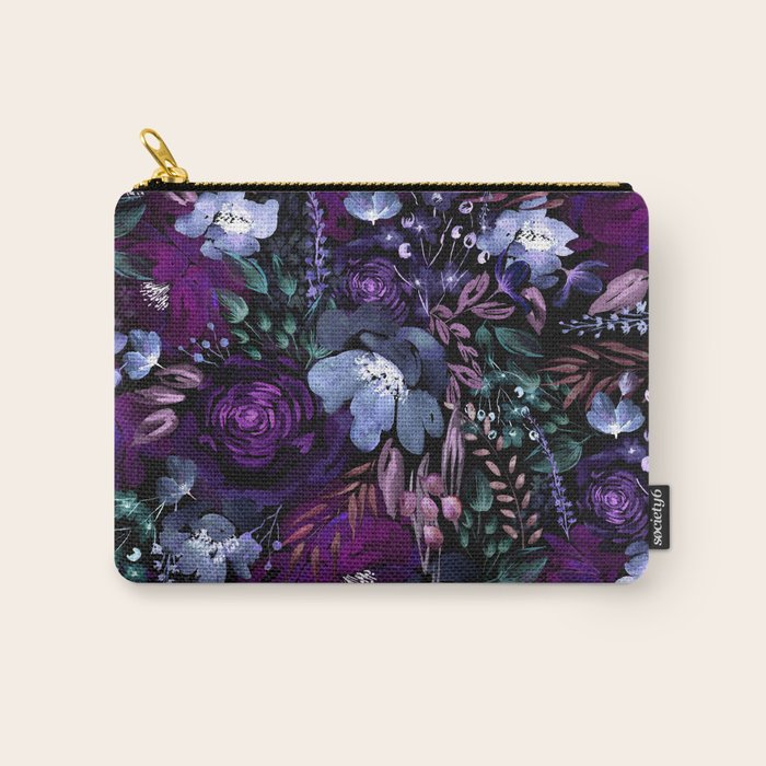 Deep Floral Chaos blue & violet Carry All Pouch Gallery Image 1