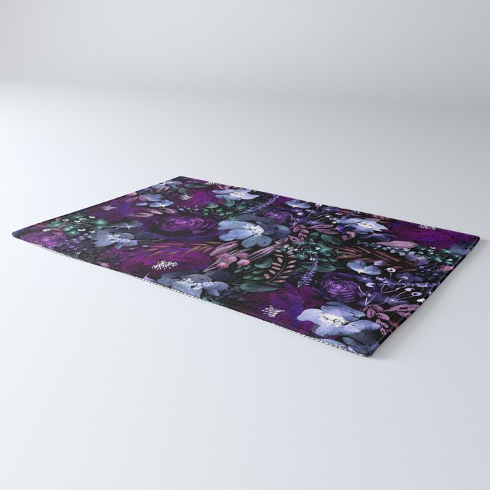 Deep Floral Chaos blue & violet Rug Gallery Image 3