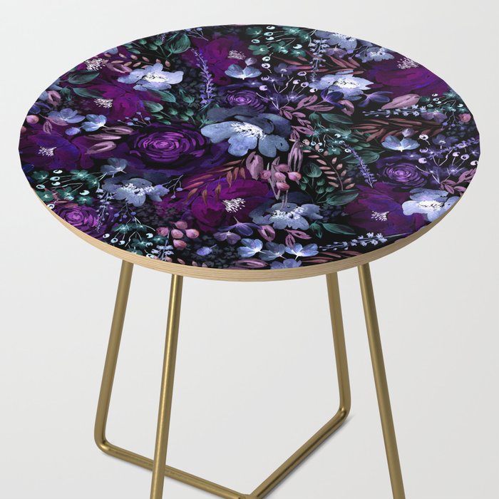 Deep Floral Chaos blue & violet Side Table Gallery Image 2