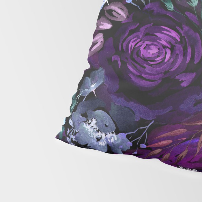 Deep Floral Chaos blue & violet Pillow Sham Gallery Image 4