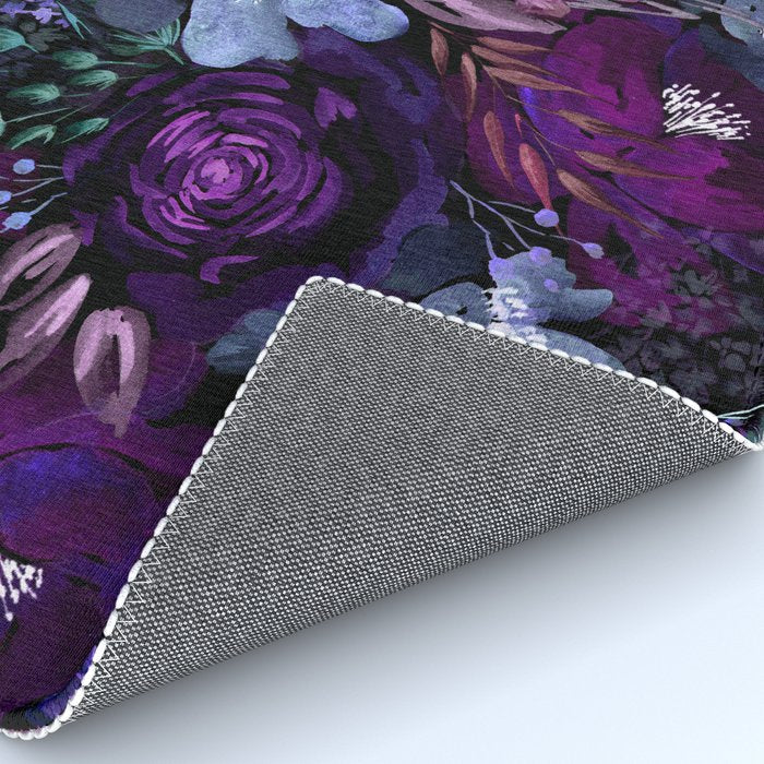 Deep Floral Chaos blue & violet Rug Gallery Image 4