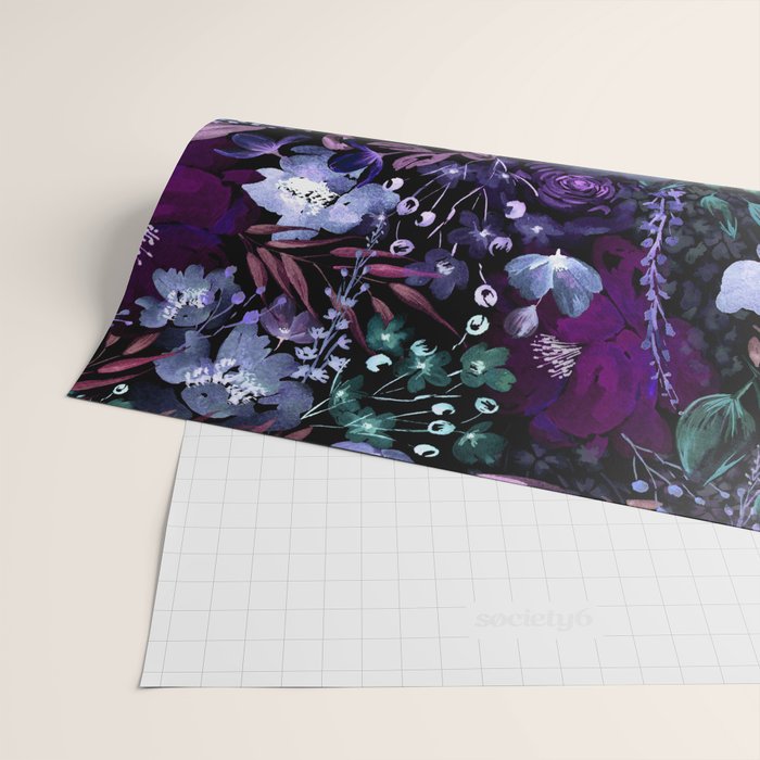 Deep Floral Chaos blue & violet Wrapping Paper Gallery Image 2