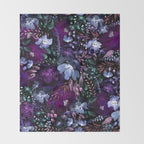 Deep Floral Chaos blue & violet Throw Blanket Gallery Image 2