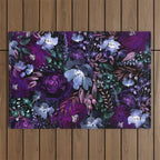 Deep Floral Chaos blue & violet Outdoor Rug Gallery Image 1