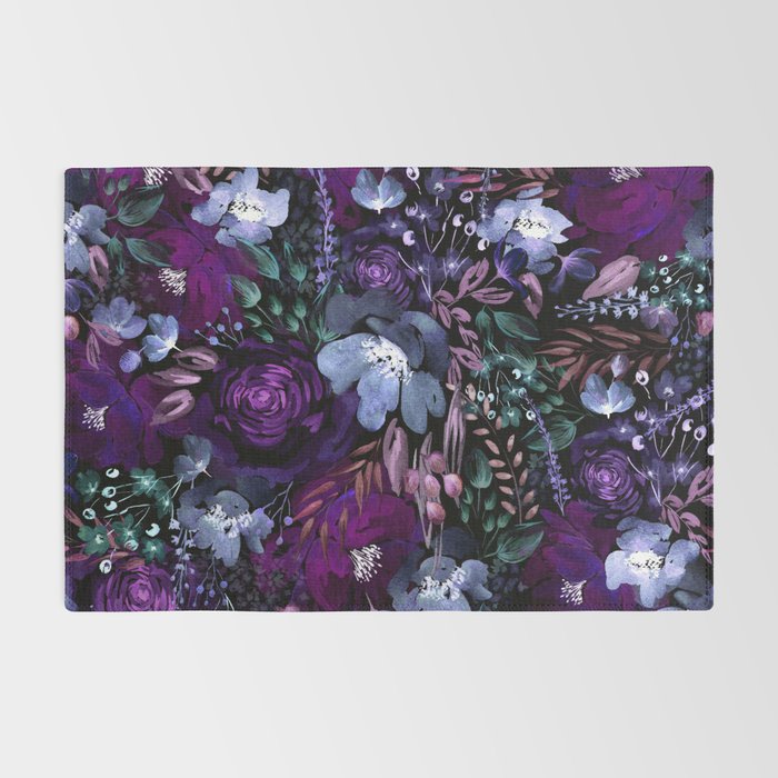 Deep Floral Chaos blue & violet Rug Gallery Image 2