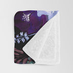 Deep Floral Chaos blue & violet Throw Blanket Gallery Image 3