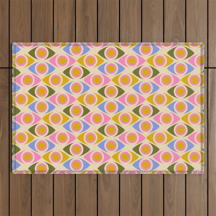 Mid century Modern Geo Pattern 1 Outdoor Rug Gallery Image 1