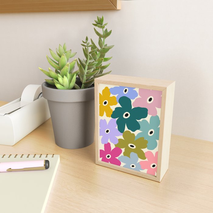 Retro, Bold and Colorful Flowers Mini Art Print Gallery Image 2