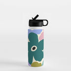 Retro, Bold and Colorful Flowers Water Bottle Gallery Image 1