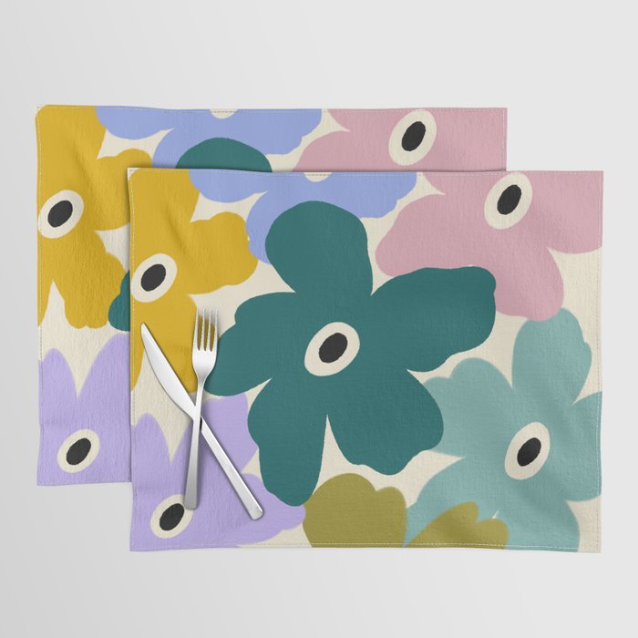 Retro, Bold and Colorful Flowers Placemat Gallery Image 1