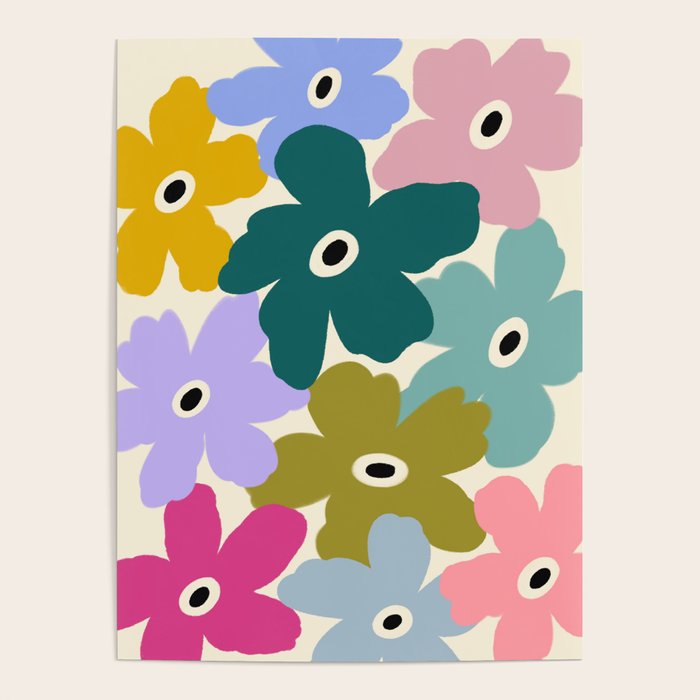Retro, Bold and Colorful Flowers Poster Gallery Image 4