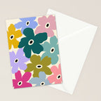 Retro, Bold and Colorful Flowers Stationery Card Gallery Image 2