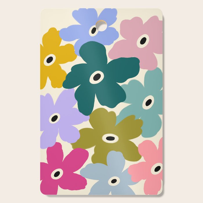 Retro, Bold and Colorful Flowers Cutting Board Gallery Image 1