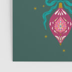 Vintage Christmas Ornaments on Deep Teal Background Holiday Pattern Poster Gallery Image 3