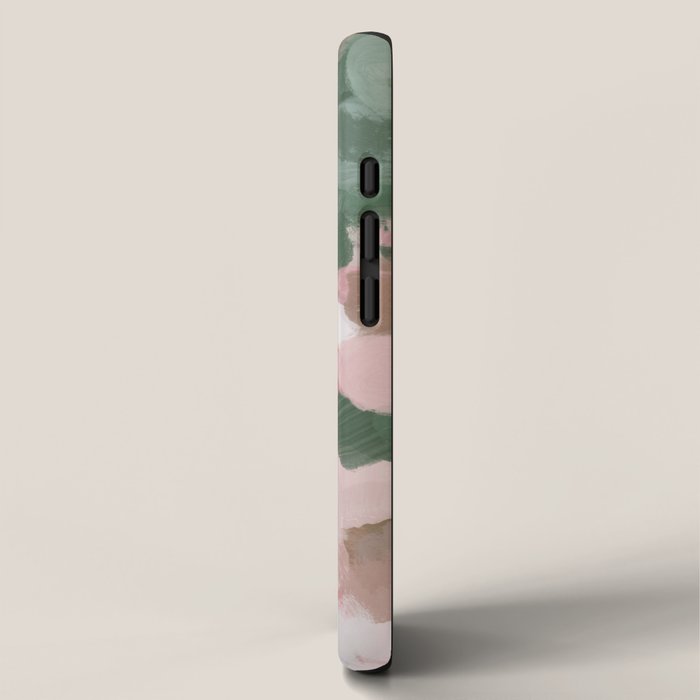 Rosy Radiance - Light Pink Rose Flower Forest Sage Green Leaf Garden Abstract Nature Painting Art iPhone Case Gallery Image 2