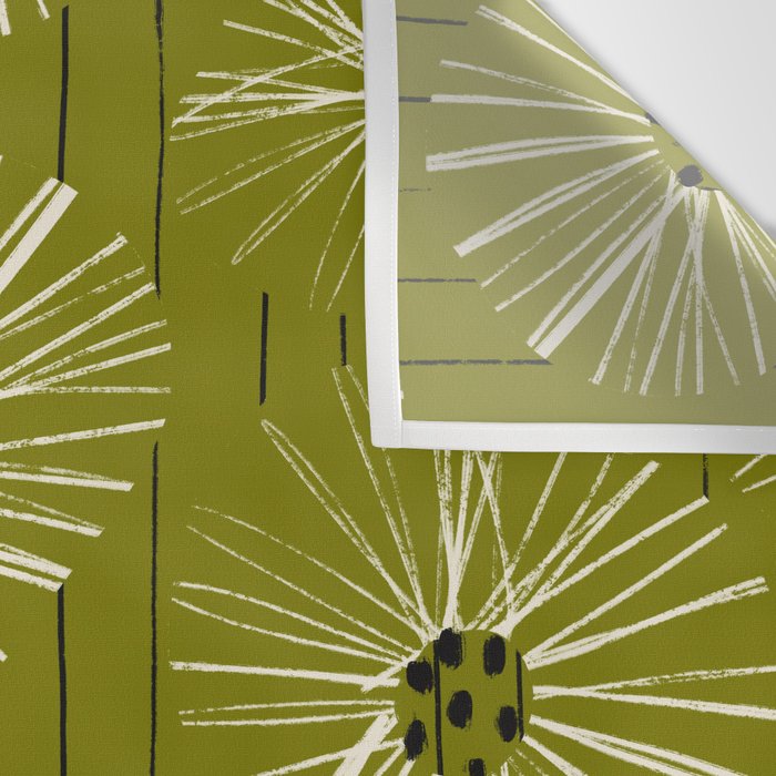 Retro Daisies: Musk Green Edition Wall Tapestry Gallery Image 3