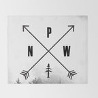 PNW Pacific Northwest Compass - Black and White Forest Throw Blanket Gallery Image 2
