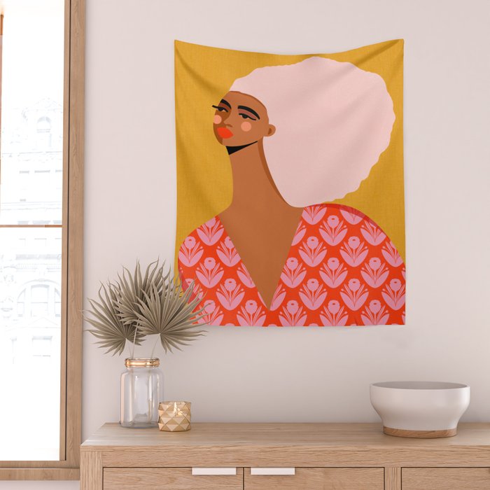 Pink Hair, Don't Care Wall Tapestry Gallery Image 2