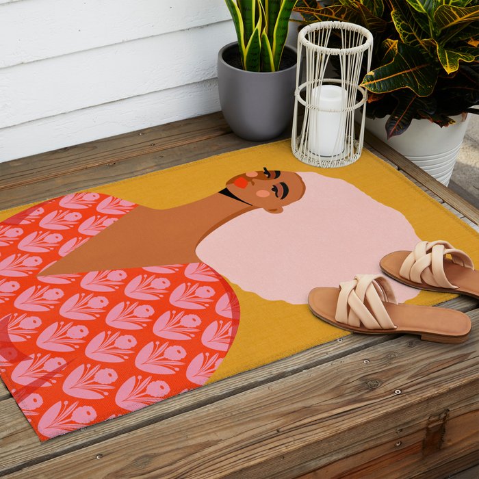 Pink Hair, Don't Care Outdoor Rug Gallery Image 2