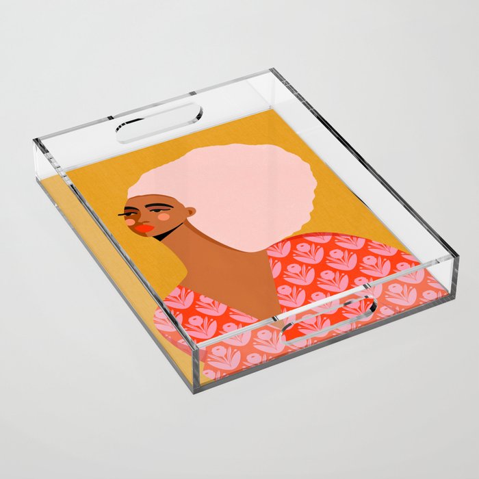 Pink Hair, Don't Care Acrylic Tray Gallery Image 1
