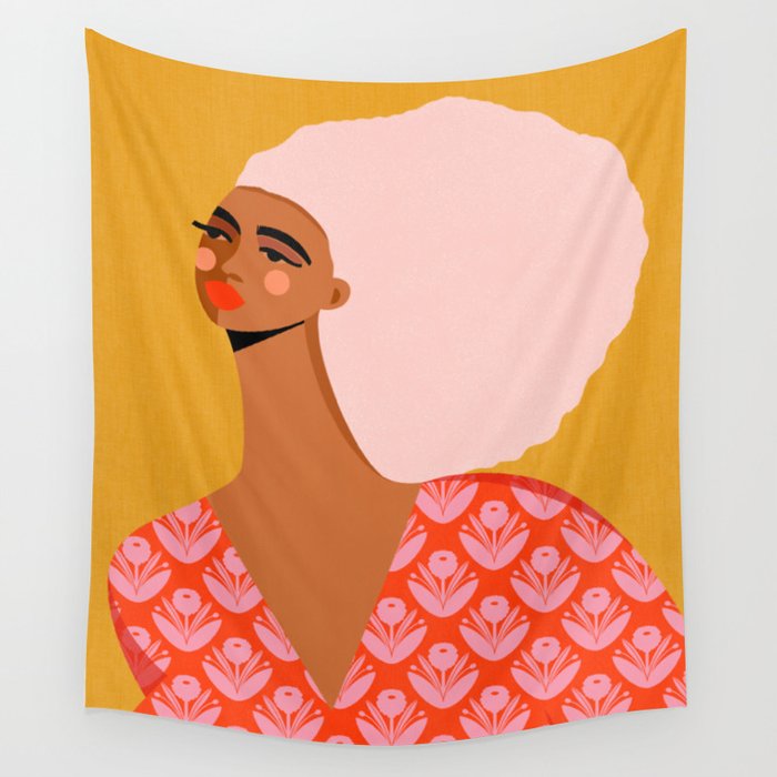 Pink Hair, Don't Care Wall Tapestry Gallery Image 1