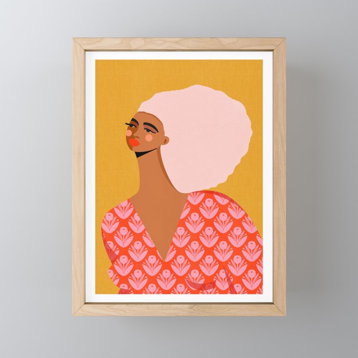 Pink Hair, Don't Care Mini Art Print Gallery Image 1