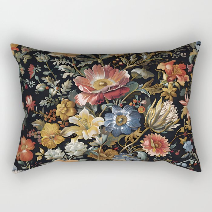 Countryside Bloom Ethereal Dark Floral Rectangular Pillow Gallery Image 2