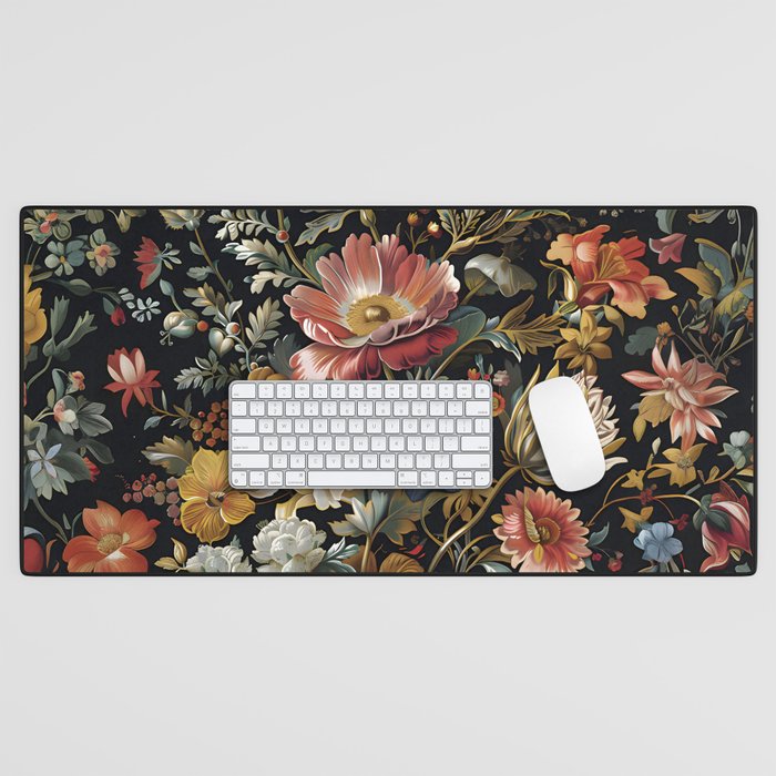 Countryside Bloom Ethereal Dark Floral Desk Mat Gallery Image 1