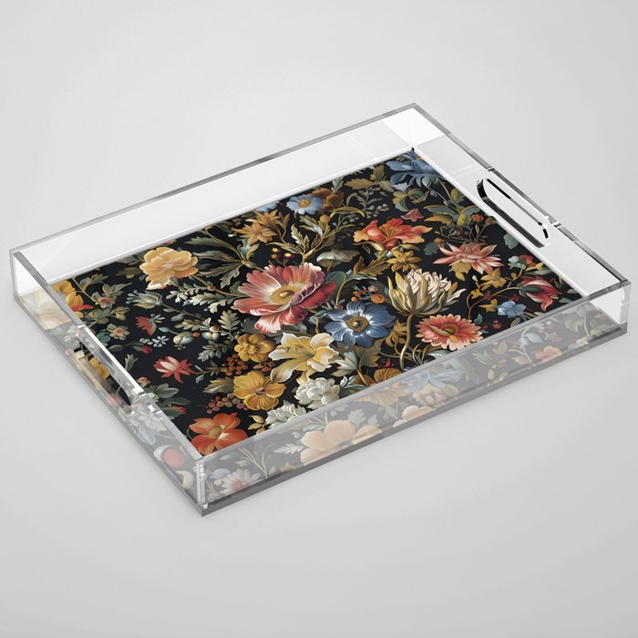 Countryside Bloom Ethereal Dark Floral Acrylic Tray Gallery Image 1