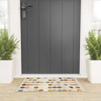 Abstract Bauhaus Dot Pattern Sophisticated Autumn Welcome Mat Gallery Image 3