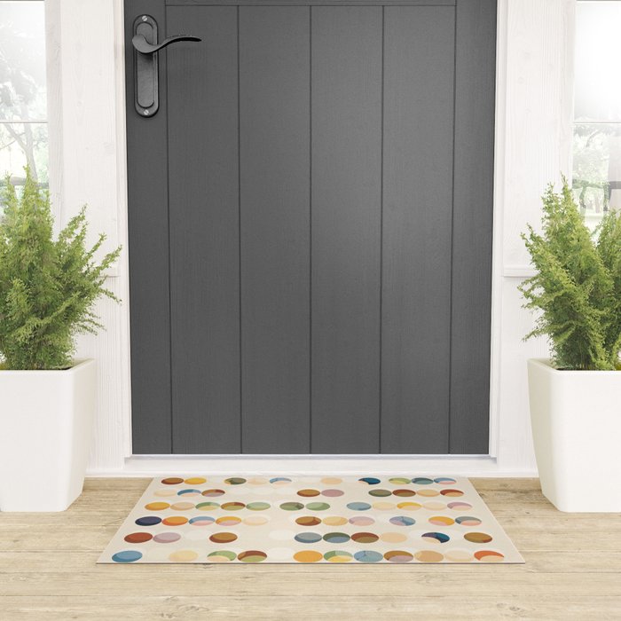 Abstract Bauhaus Dot Pattern Sophisticated Autumn Welcome Mat Gallery Image 3