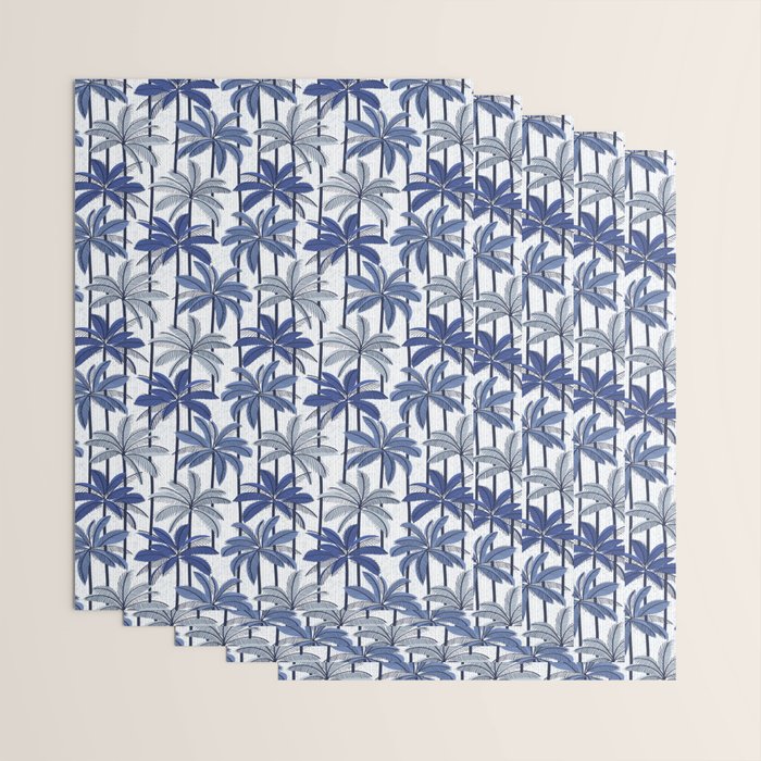 Retro Palm Springs vibes // white background highball indigo electric and pastel blue palm trees oxford navy blue lines Wrapping Paper Gallery Image 3