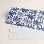 Retro Palm Springs vibes // white background highball indigo electric and pastel blue palm trees oxford navy blue lines Wrapping Paper Gallery Image 2