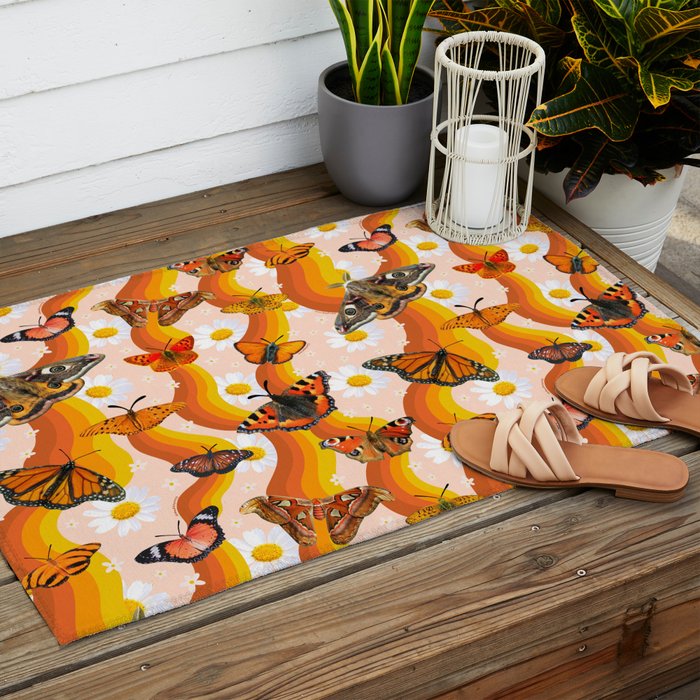 Butterfly Collage Print Outdoor Rug Gallery Image 2
