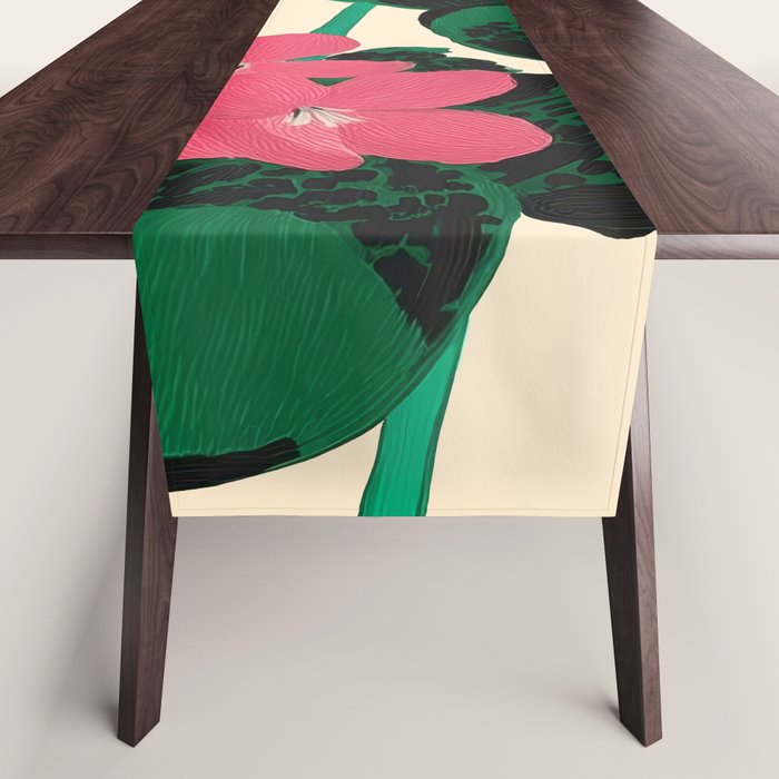 Azalea Blossoms with Jade Leaves Table Runner Gallery Image 1
