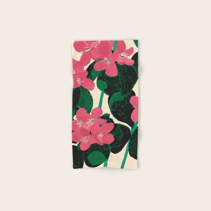 Azalea Blossoms with Jade Leaves Bath Towel Gallery Image 1