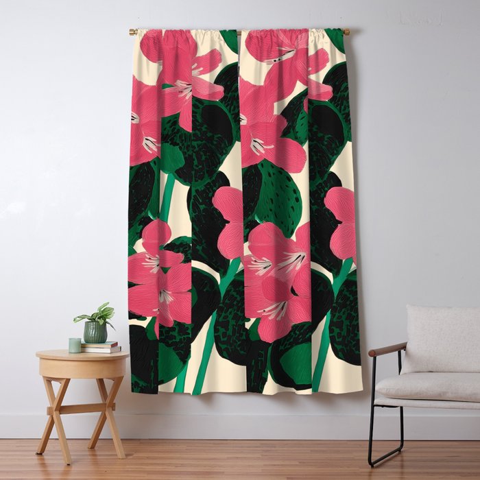 Azalea Blossoms with Jade Leaves Window Curtain Gallery Image 5
