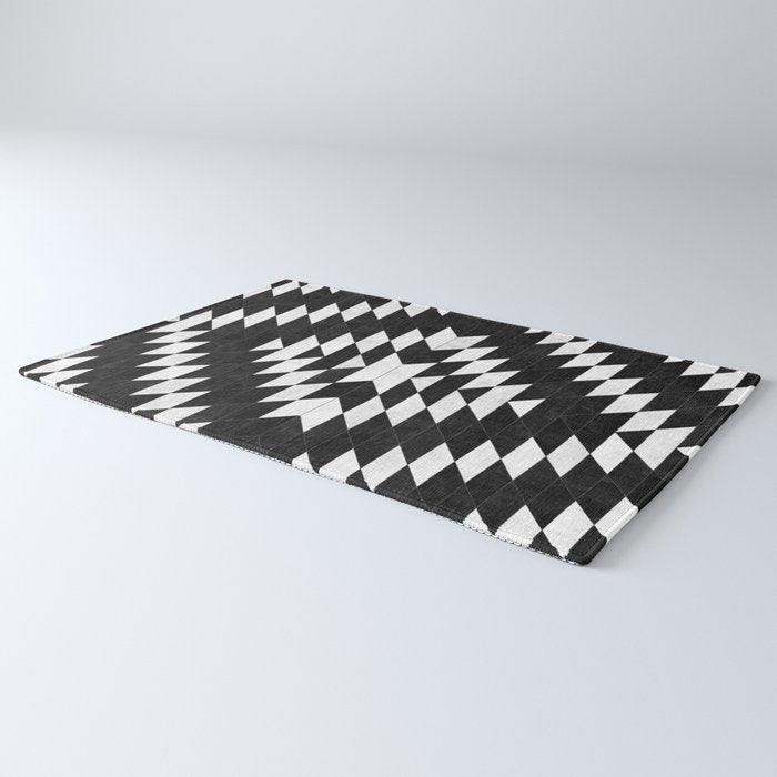 Urban Tribal Pattern No.14 - Aztec - Black Concrete Rug Gallery Image 3
