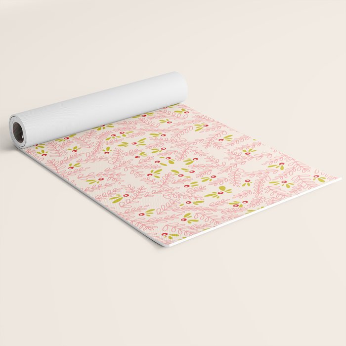 Wonderful holiday joy twigs and berrie soft pink Yoga Mat Gallery Image 2