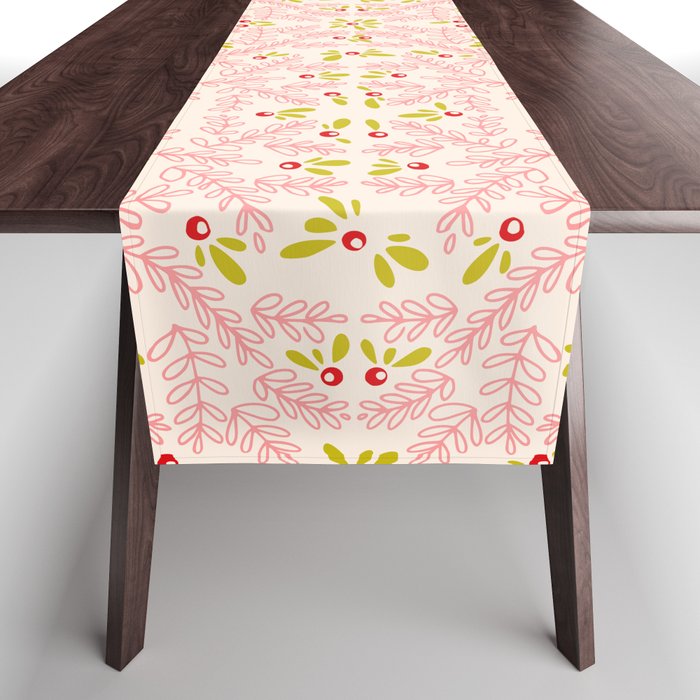 Wonderful holiday joy twigs and berrie soft pink Table Runner Gallery Image 1