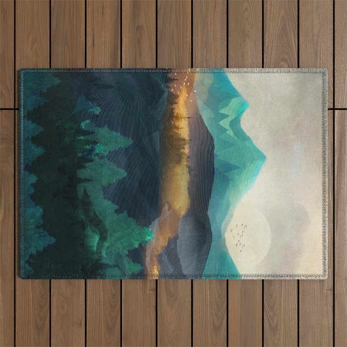 Green Wild Mountainside Outdoor Rug Gallery Image 1