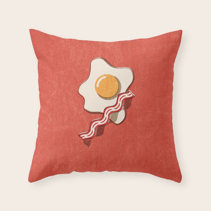 FAST FOOD / Egg and Bacon Throw Pillow Gallery Image 1