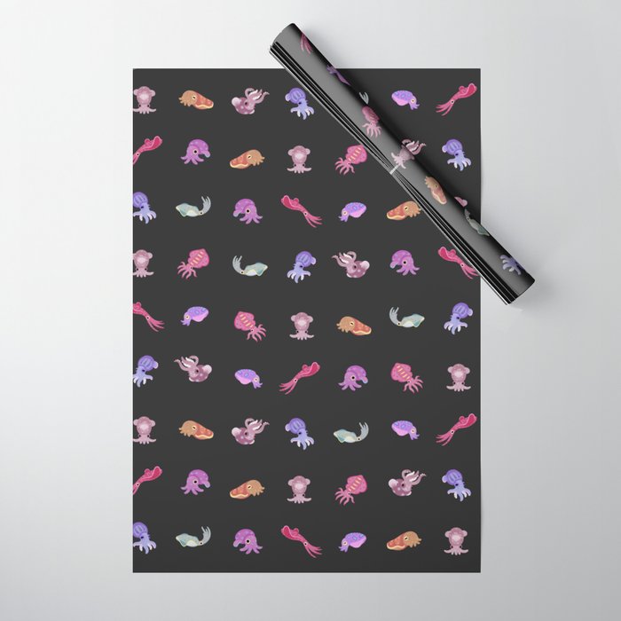 Squids - black Wrapping Paper Gallery Image 1