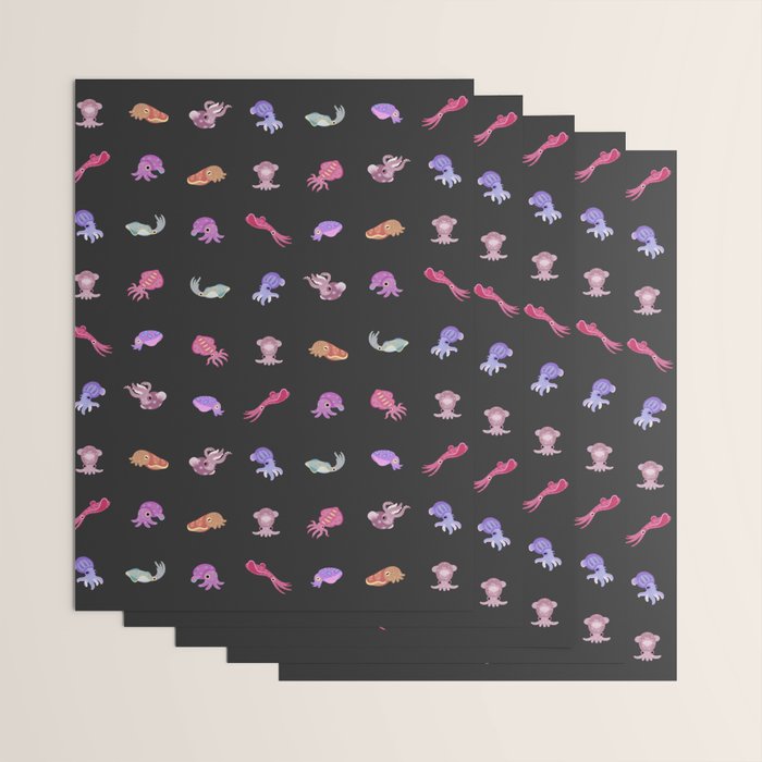Squids - black Wrapping Paper Gallery Image 3